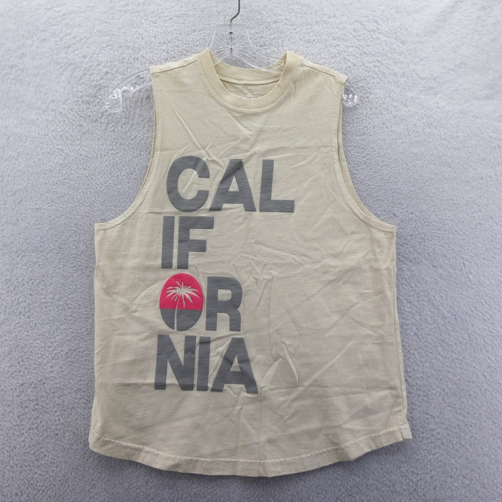 Spirit Jersey Tank Top Womens Medium California Cream Sleeveless Muscle Cotton